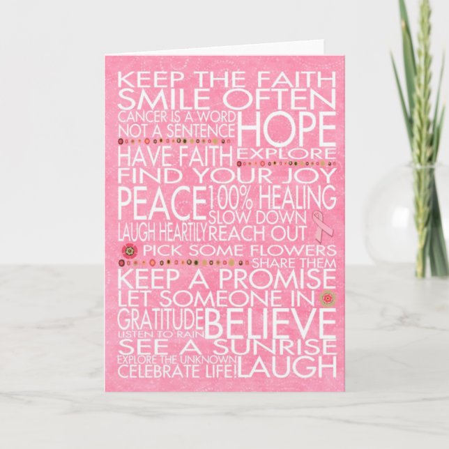 Breast Cancer Love quotes and gifts Holiday Card (Front)