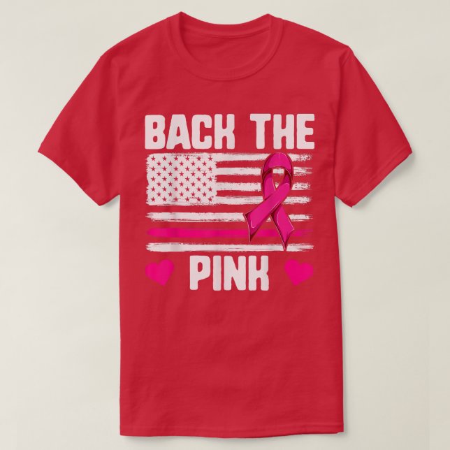 Breast Cancer  Men Women, American Flag Back The P T-Shirt (Design Front)