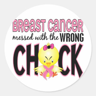 Breast Cancer Messed With The Wrong Chick Classic Round Sticker