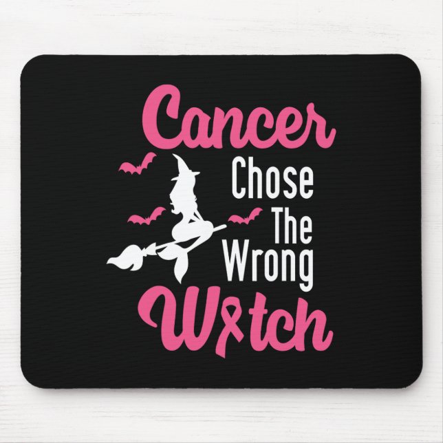 Breast Cancer Messed With The Wrong Pink Witch Hat Mouse Mat (Front)