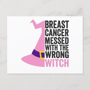 Breast Cancer Messed With The Wrong Witch Funny Postcard