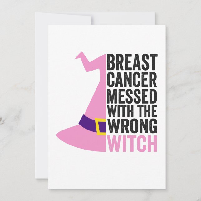 Breast Cancer Messed With The Wrong Witch Funny Thank You Card (Front)