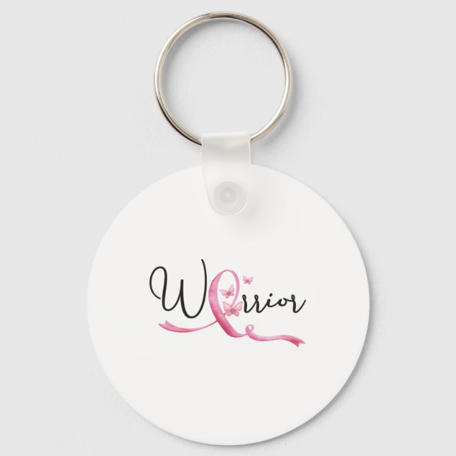 Breast Cancer Month Butterflies Pink Ribbon Women' Key Ring (Front)