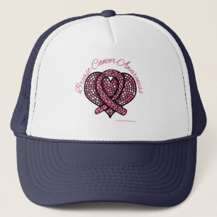 Breast Cancer Mosaic Heart Ribbon Trucker Hat