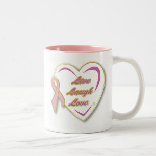 Breast Cancer Mug LiveLaughLove with Pink Ribbon