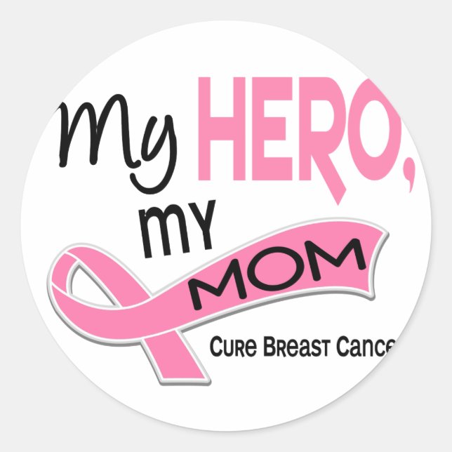 Breast Cancer MY HERO, MY MOM 42 Classic Round Sticker (Front)