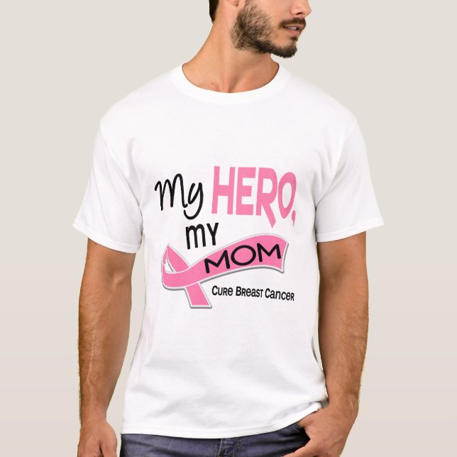 Breast Cancer MY HERO, MY MOM 42 T-Shirt (Front)