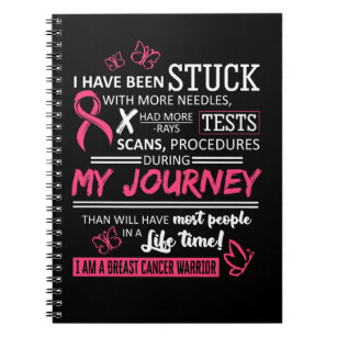 Breast Cancer My Journey I Am A Warrior pink ribbo Notebook