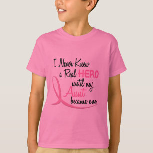 BREAST CANCER Never Knew A Hero 3 AUNT T-Shirt