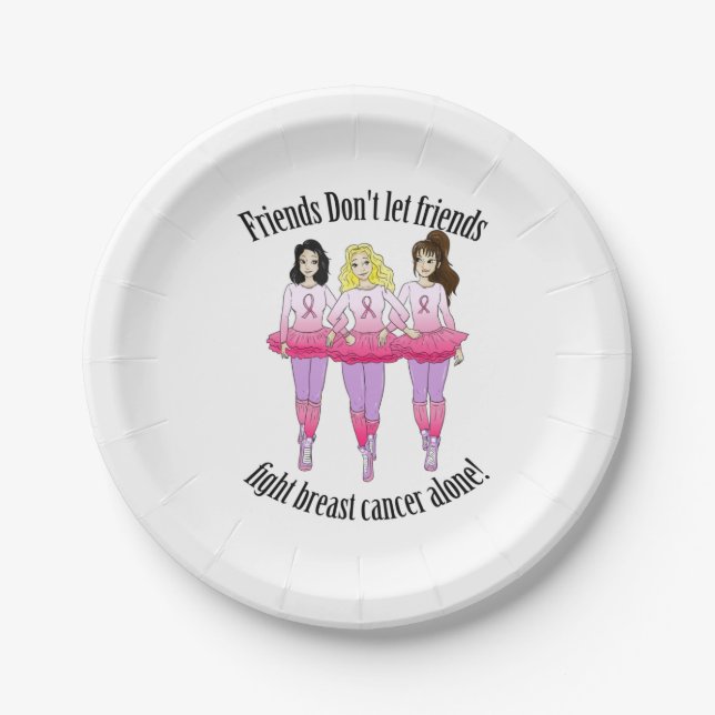 Breast cancer: No one fights alone Paper Plate (Front)