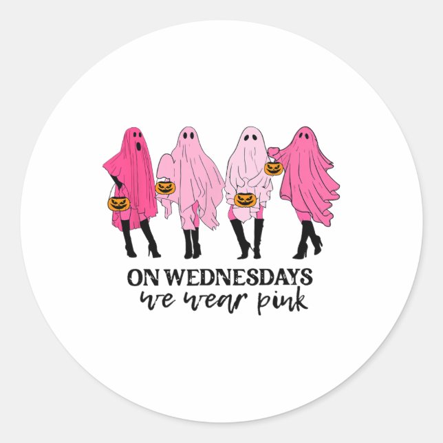 Breast Cancer On Wednesday We Wear Pink  Classic Round Sticker (Front)