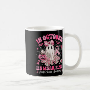 Breast Cancer Patchwork Floral Ghost In October We Coffee Mug