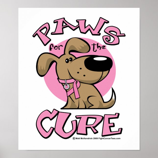 Breast Cancer Paws for the Cure Dog Poster (Front)