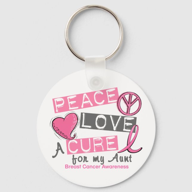 Breast Cancer PEACE, LOVE, A CURE 1 (Aunt) Key Ring (Front)