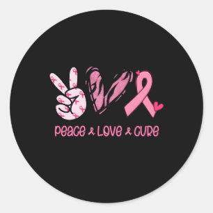 Breast Cancer Peace Love Cure In October We Wear K Classic Round Sticker
