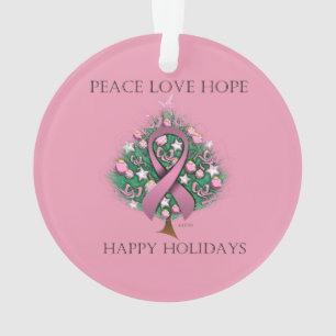 Breast Cancer Peace Love Hope Ornament