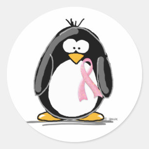 Breast Cancer Penguin Classic Round Sticker