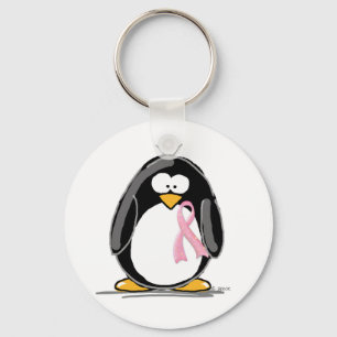 Breast Cancer Penguin Key Ring