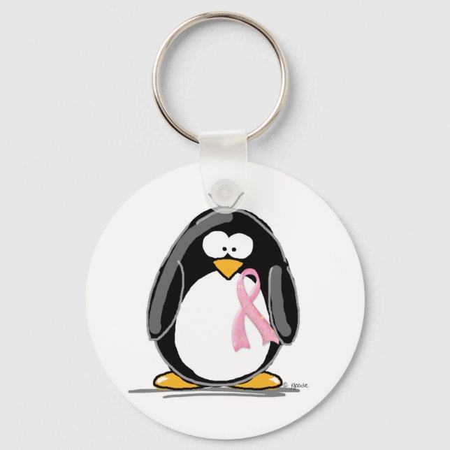 Breast Cancer Penguin Key Ring (Front)