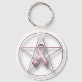 Breast Cancer Pentagram Key Ring
