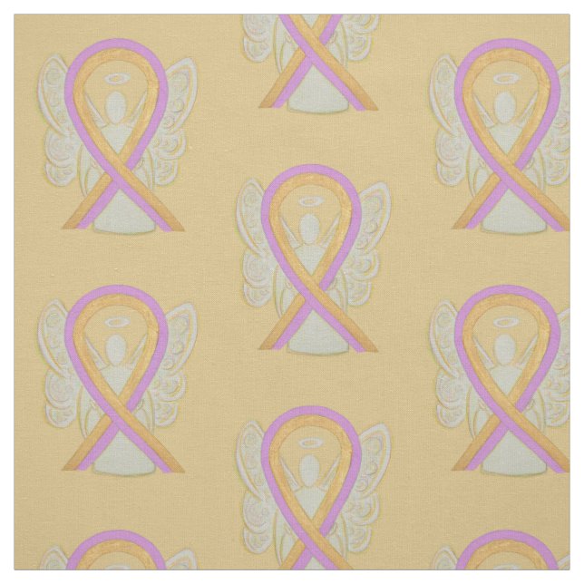 Breast Cancer Phyllodes Tumour Ribbon Angel Fabric (Swatch)