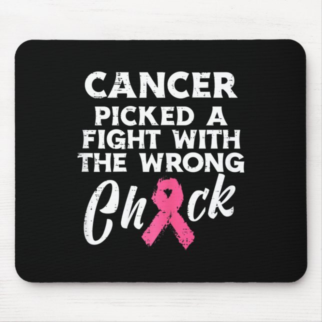 Breast Cancer Picked A Fight Wrong Chick Awareness Mouse Mat (Front)
