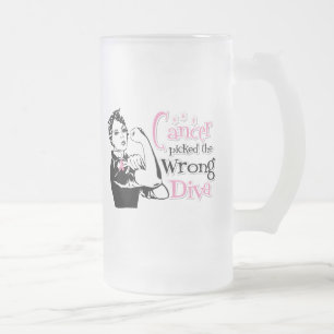 Breast Cancer Picked The Wrong Diva Frosted Glass Beer Mug
