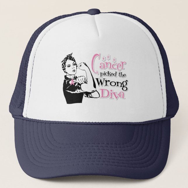 Breast Cancer Picked The Wrong Diva Trucker Hat (Front)