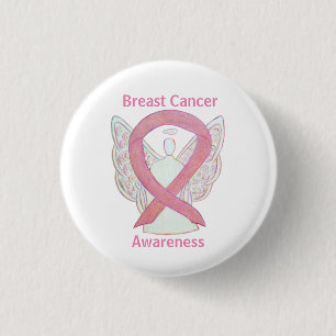 Breast Cancer Pink Awareness Ribbon Angel Art Pins