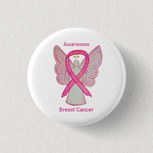 Breast Cancer Pink Awareness Ribbon Angel Pin