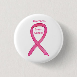 Breast Cancer Pink Awareness Ribbon Art Button