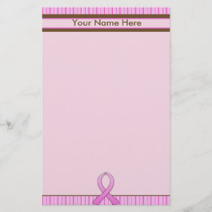Breast Cancer Pink & Brown Striped Stationery