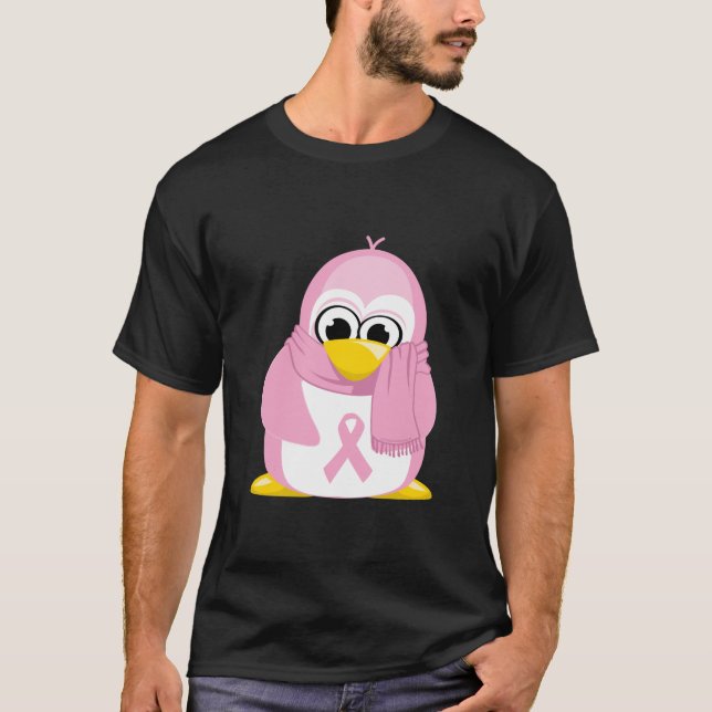 Breast Cancer Pink Penguin T-Shirt (Front)