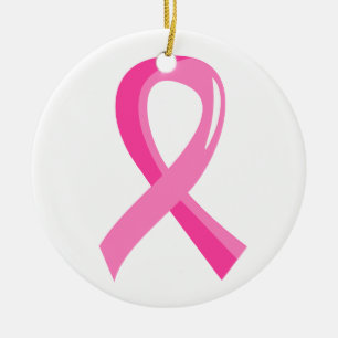 Breast Cancer Pink Ribbon 3 Ceramic Tree Decoration