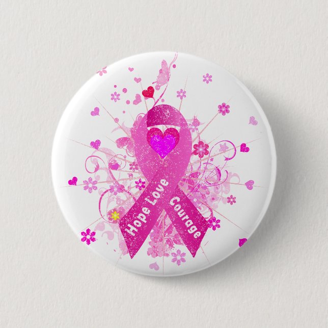 Breast Cancer Pink Ribbon 6 Cm Round Badge (Front)