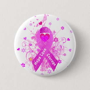 Breast Cancer Pink Ribbon 6 Cm Round Badge