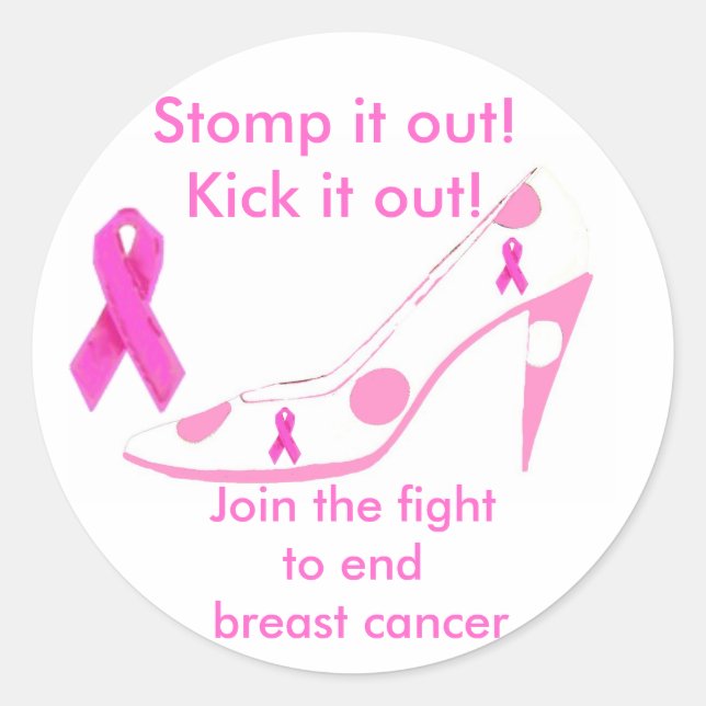 Breast Cancer Pink Ribbon Advocacy Classic Round Sticker (Front)