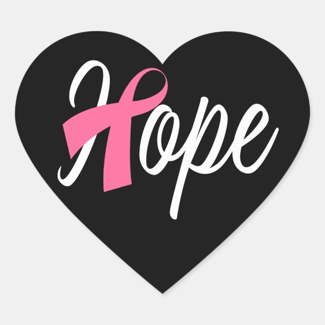 Breast Cancer Pink Ribbon Awareness HOPE Heart Sticker (Front)