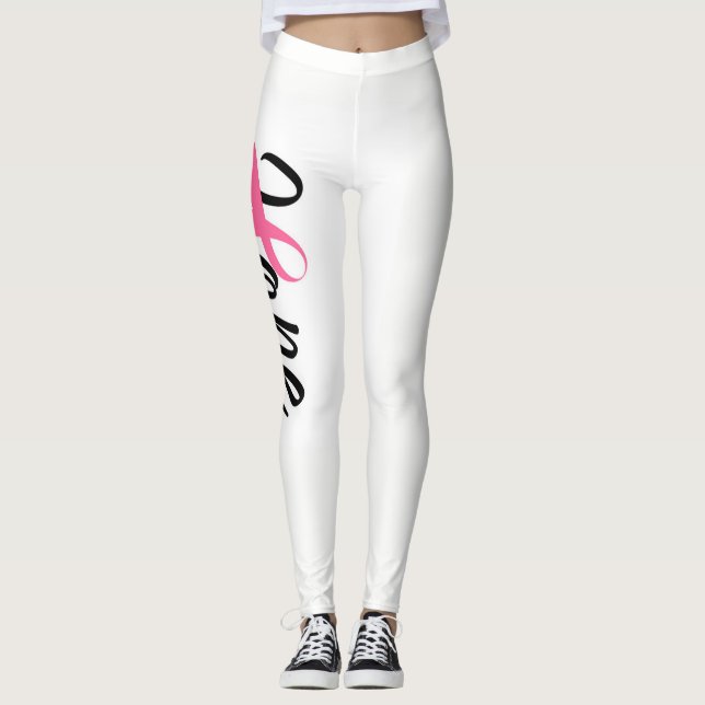 Breast Cancer Pink Ribbon Awareness HOPE Leggings (Front)