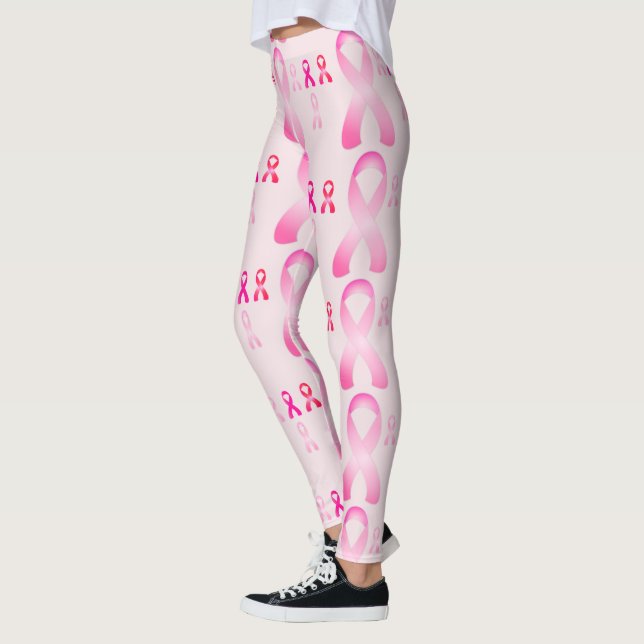 Breast Cancer Pink Ribbon Awareness Leggings (Left)