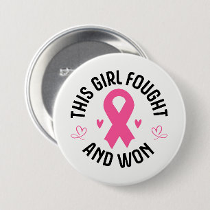 Breast Cancer Pink Ribbon Button Pin