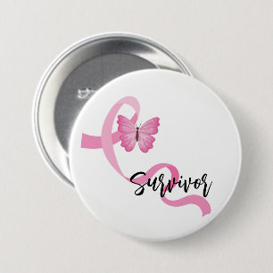 Breast Cancer Pink Ribbon Button Pin