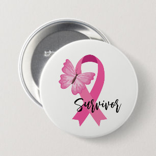 Breast Cancer Pink Ribbon Button Pin