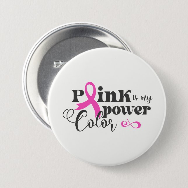 Breast Cancer Pink Ribbon Button Pin (Front & Back)