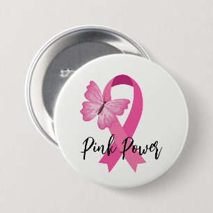 Breast Cancer Pink Ribbon Button Pin