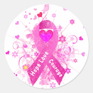 Breast Cancer Pink Ribbon Classic Round Sticker
