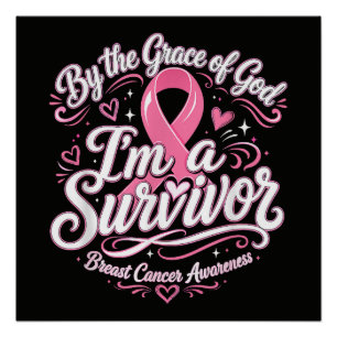 Breast Cancer Pink Ribbon Faith Awareness Poster