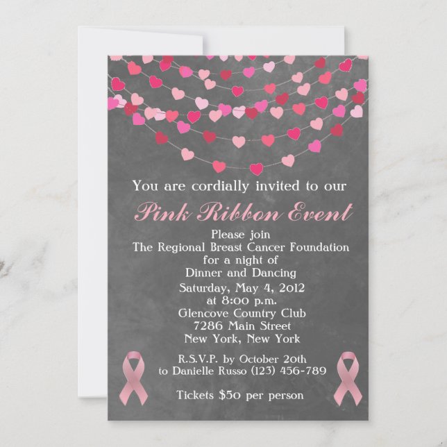 Breast Cancer Pink Ribbon Fundraiser Invitation (Front)