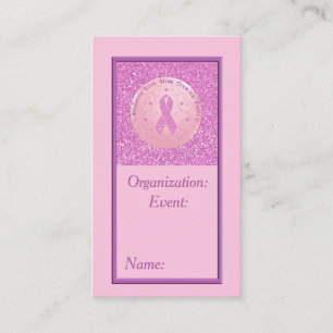 Breast Cancer Pink Ribbon Glitter Business Card 4