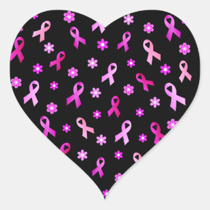 Breast Cancer Pink Ribbon Heart Sticker